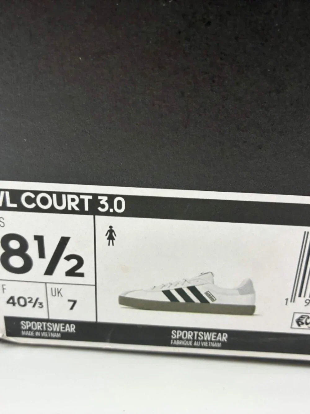 Adidas VL Court 3.0 White Black Gum Womens Size 8.5 ID879 - Picture 11 of 11